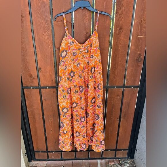 NWT Cleobella Oliana Dress Size Large Orange Floral - Picture 2 of 8